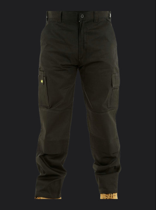 Men’s Cargo Work Trousers with Knee Pad Pockets – 6 Pockets, Durable Utility Design